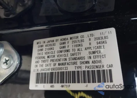 2012 Acura Tsx 3.5 z USA, uszkodzony, nr VIN JH4CU4F69CC000133